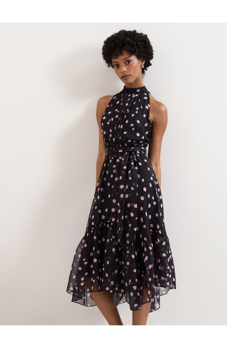 Phase Eight Lucinda Sleeveless Halter Midi Dress, Main, color, Black