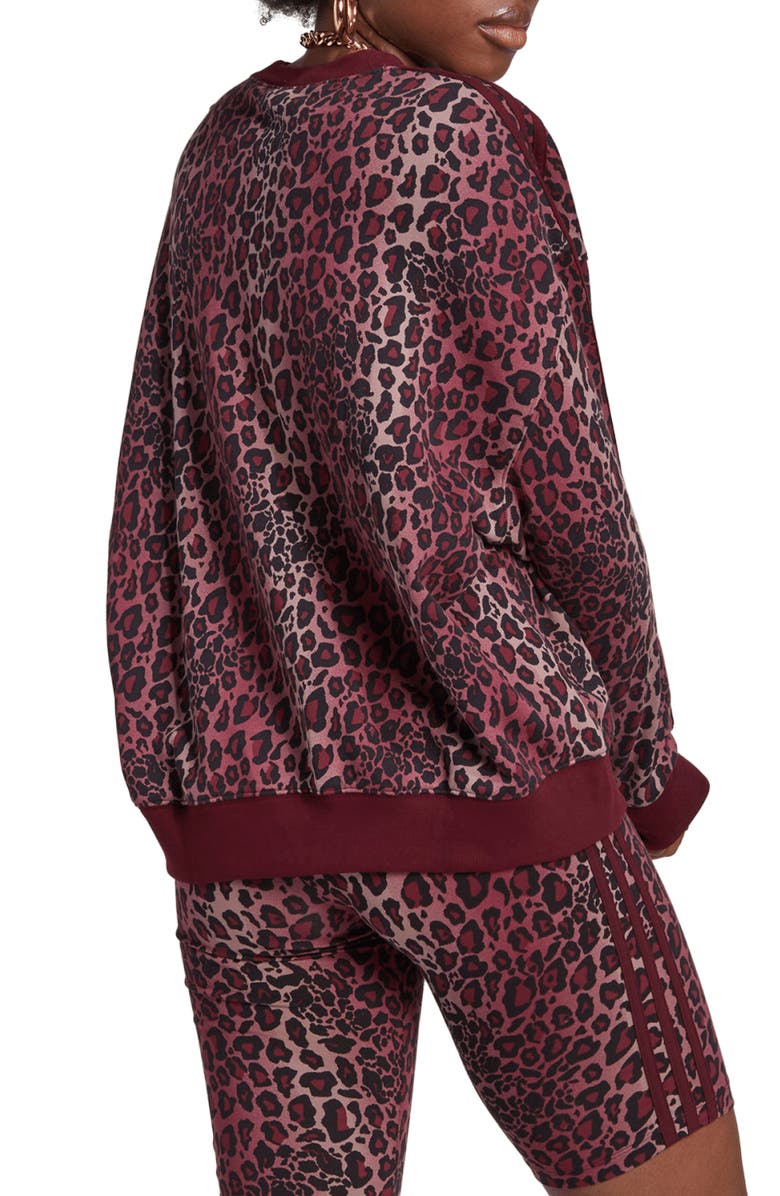 adidas Originals Leopard Print Cotton Sweatshirt, Alternate, color, 