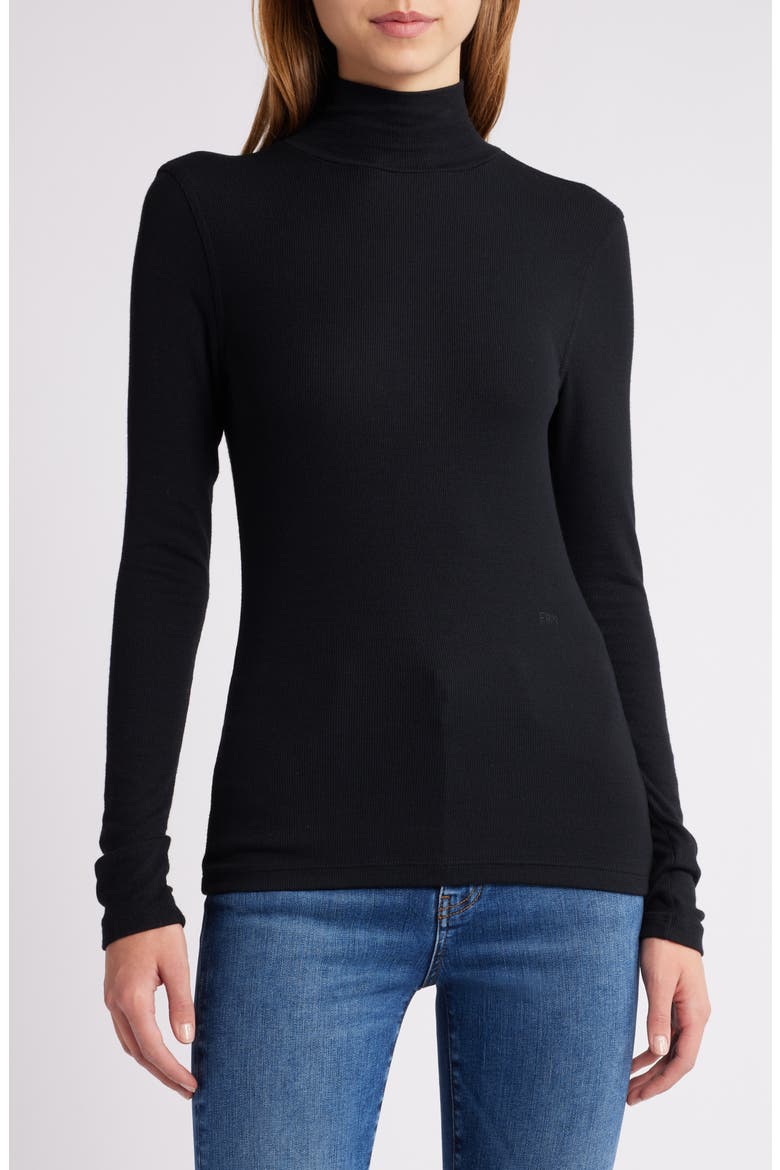 Rib Mock Neck Top, Main, color, BLACK