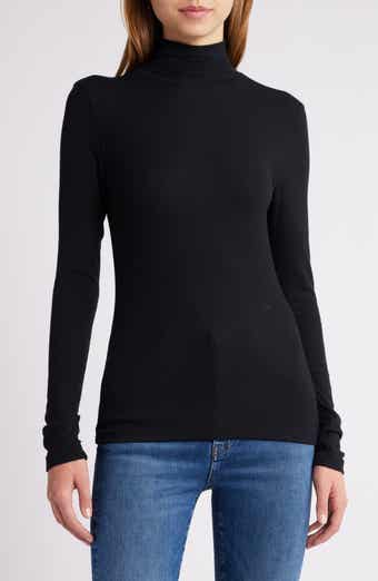 FRAME Rib Mock Neck Top