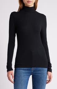 FRAME Rib Mock Neck Top