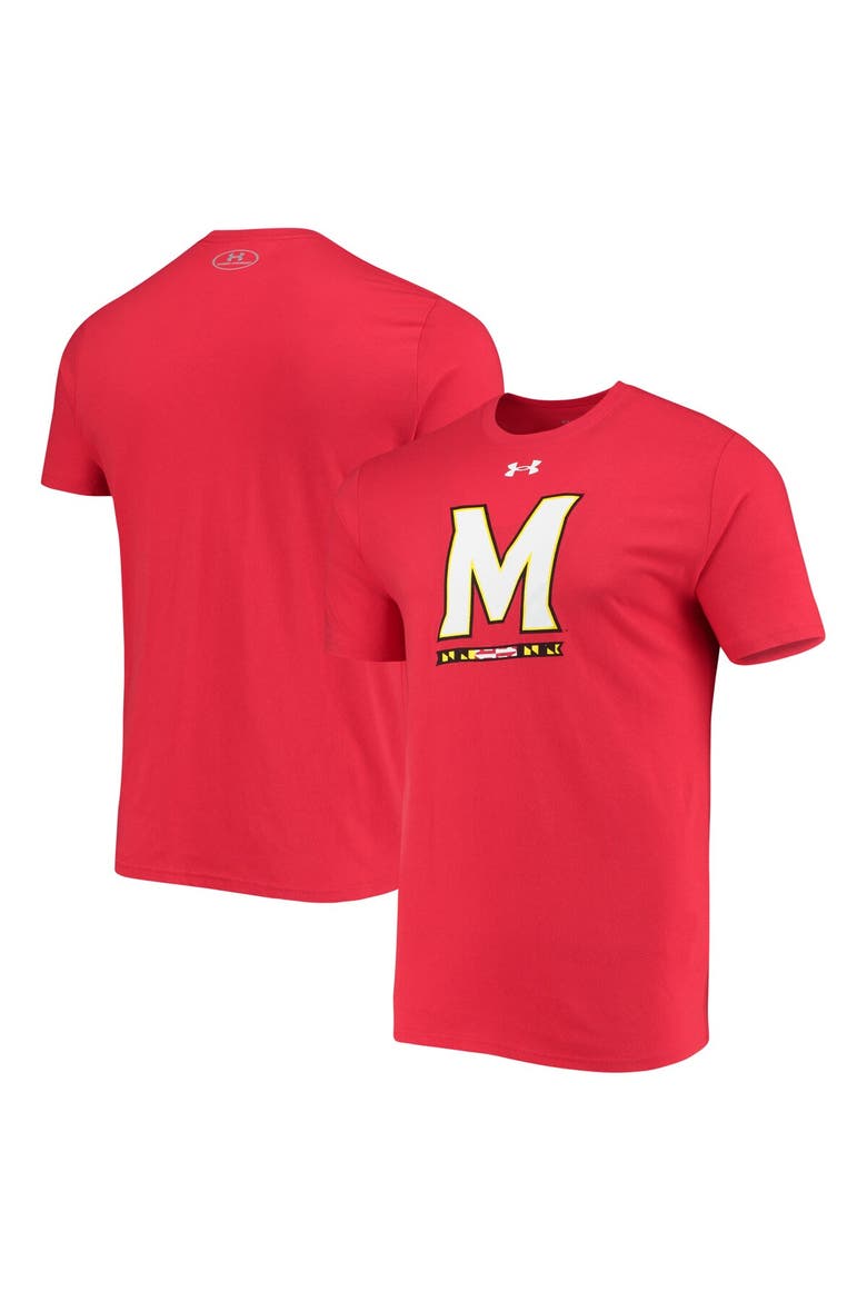 Men's Under Armour Red Maryland Terrapins School Logo Performance Cotton T-Shirt, Main, color, Red