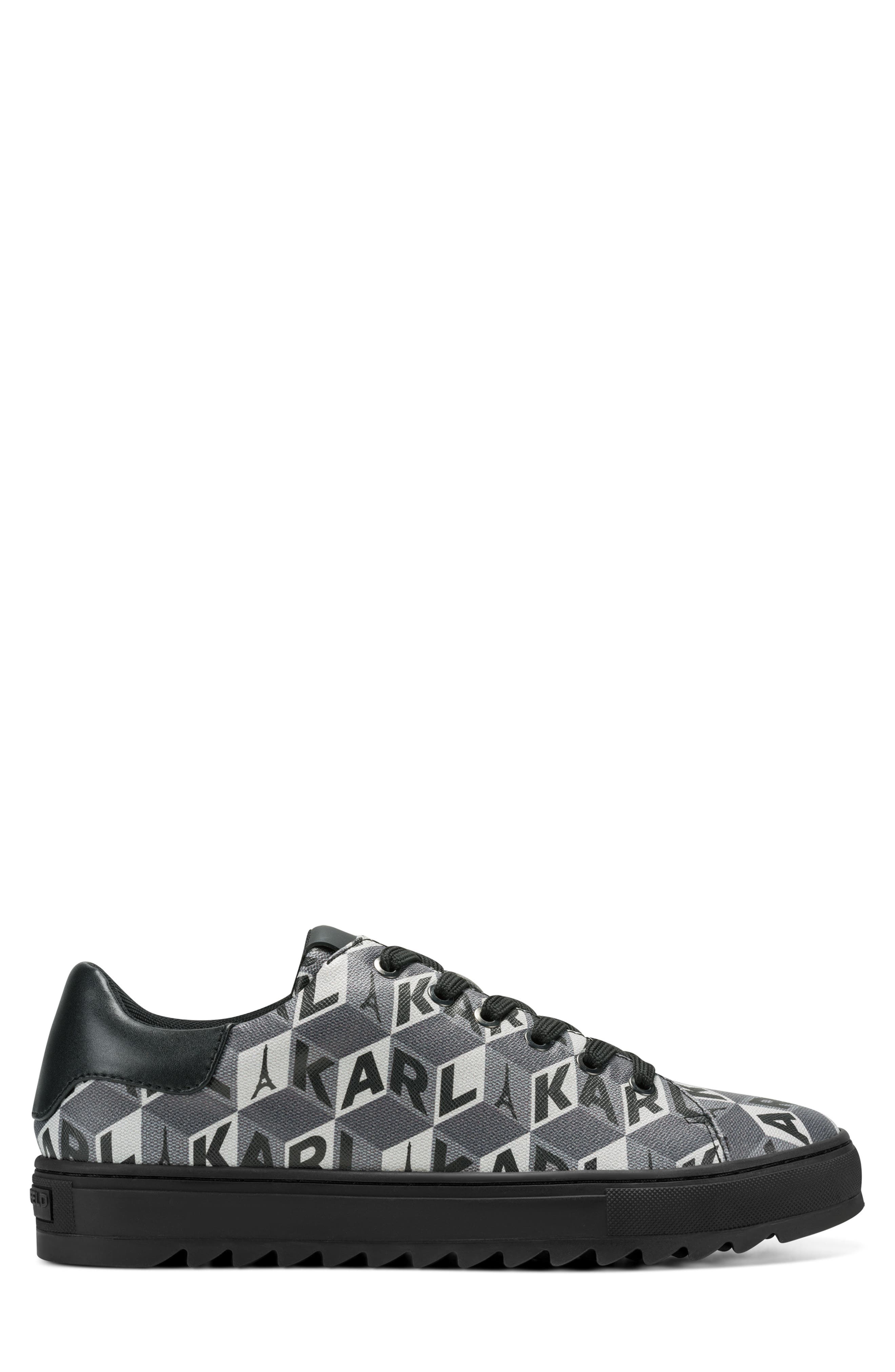 KARL LAGERFELD PARIS Allover Logo Low Profile Sneaker, Alternate, color, Grey