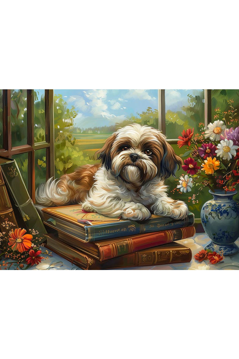 Homework Shih Tzu 500 piece Jigsaw Puzzle for Adults, Alternate, color, Multicolor