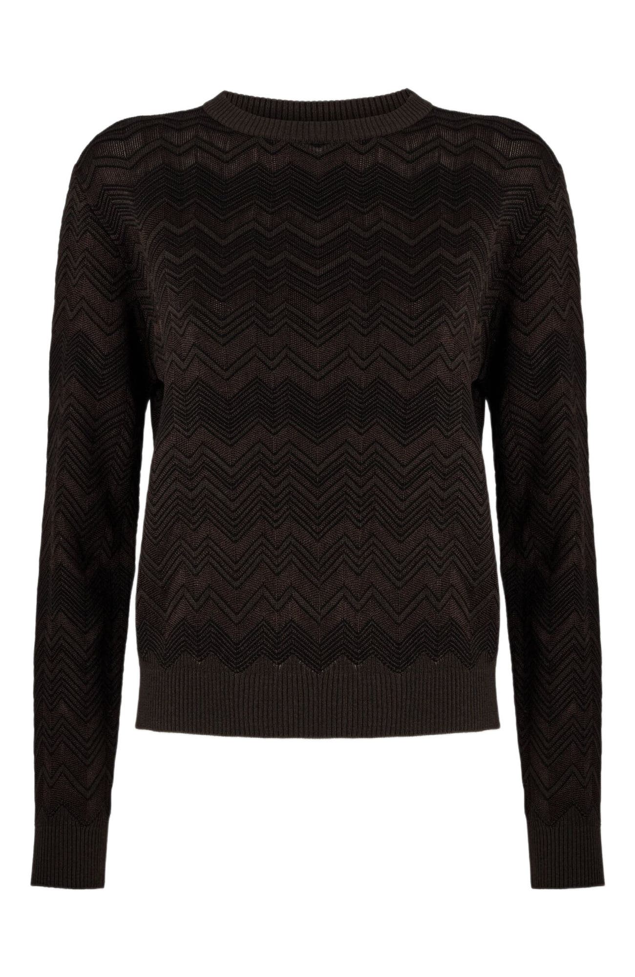 Crew Neck Sweater With Chevron Pattern - image 4