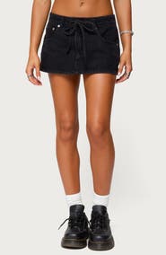 EDIKTED Ziggie Drawstring Denim Miniskirt