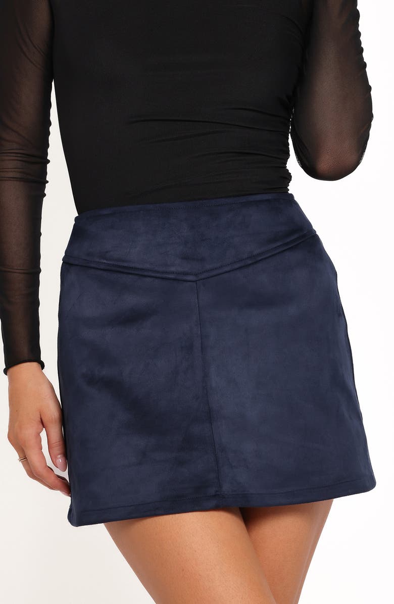 Petal & Pup Hope Faux Suede Miniskirt, Alternate, color, Navy