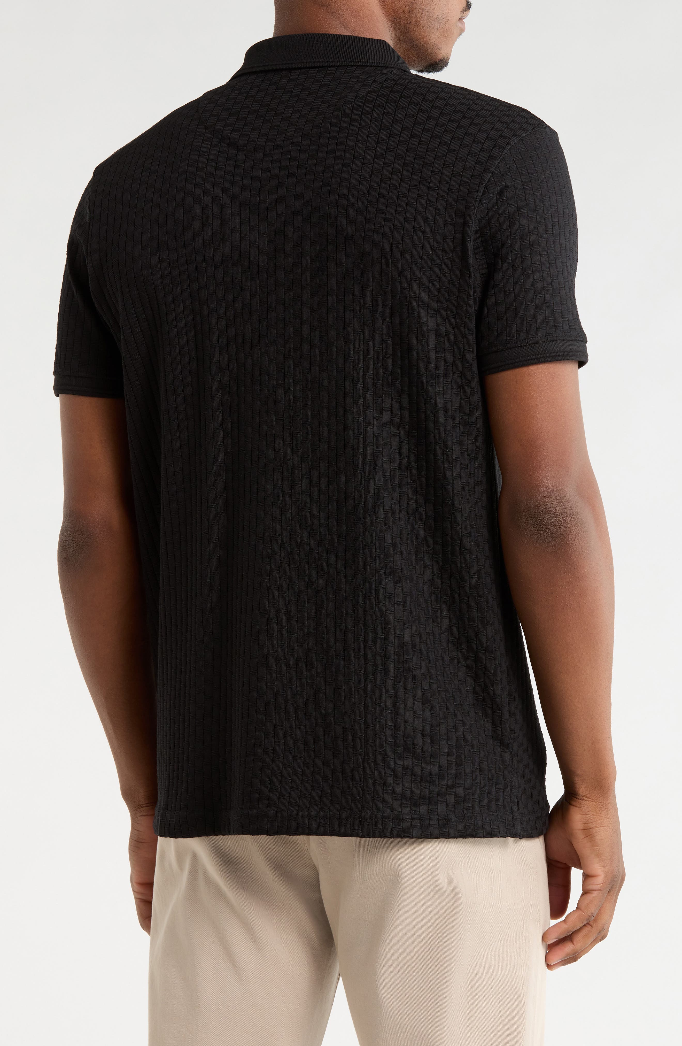 Textured Cotton Blend Quarter Zip Polo - image 2