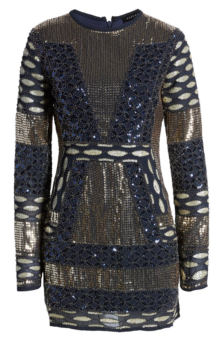 Endless Rose Fitted Sequin Long Sleeve Minidress, Alternate, color,