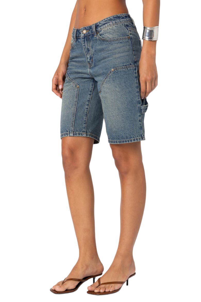 Low Rise Denim Carpenter Bermuda Shorts, Alternate, color, BLUE