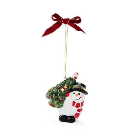 Christmas Tree Snowman Carrying Tree Ornament