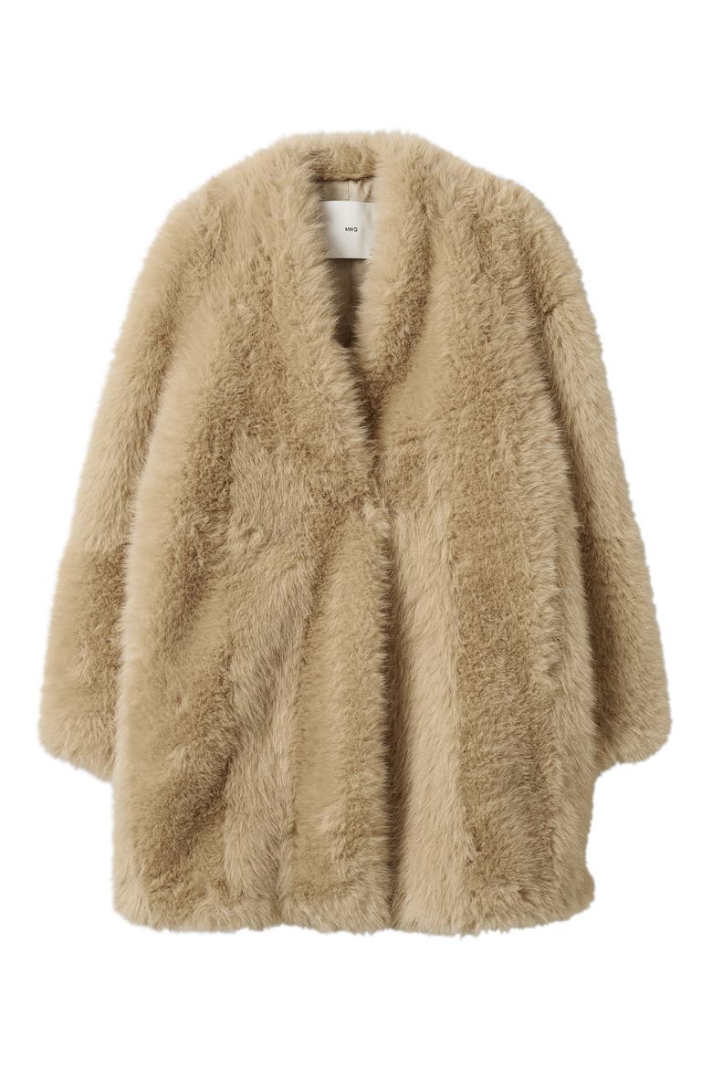 Faux Fur Coat, Alternate, color, BEIGE