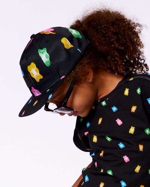DEUX PAR DEUX DEUX PAR DEUX GIRL'S PRINTED CAP BLACK AND MULTICOLORED GUMMIES