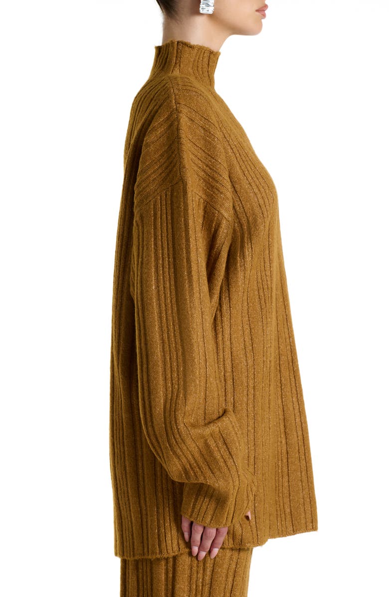 Naked Wardrobe Oversize Funnel Neck Sweater, Alternate, color, Camel