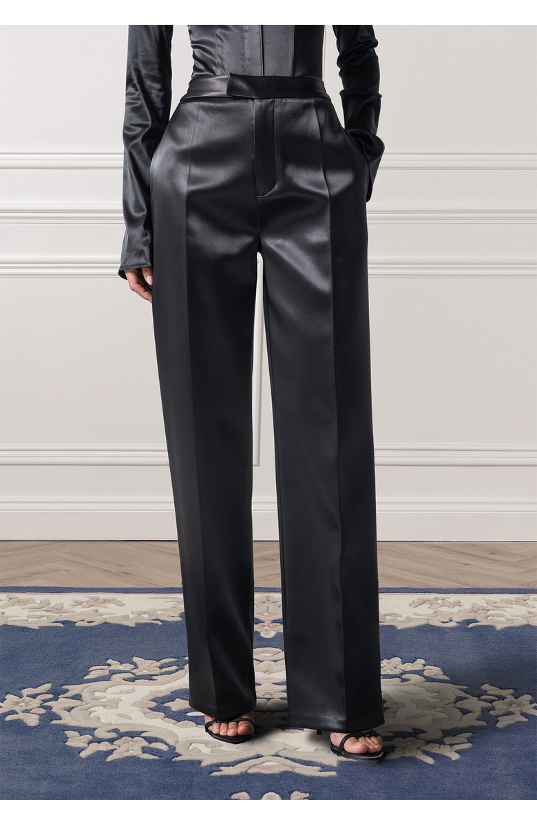 Manière De Voir Bella Satin Tailored Trousers, Alternate, color, Black