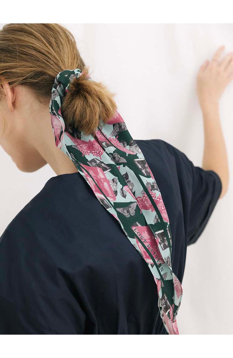 Lost Pattern NYC "Lady Butterfly" Silk Diamond Neckerchief, Alternate, color, Green