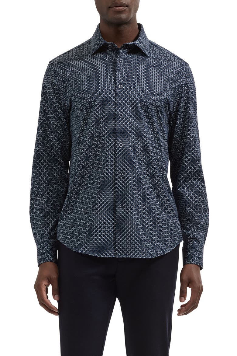 James OoohCotton Long Sleeve Button Up Shirt, Main, color, NAVY