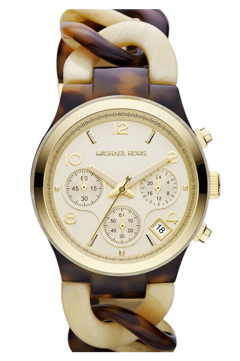 Michael Kors Chain Bracelet Chronograph Watch, 38mm, Main, color, TORTOISE