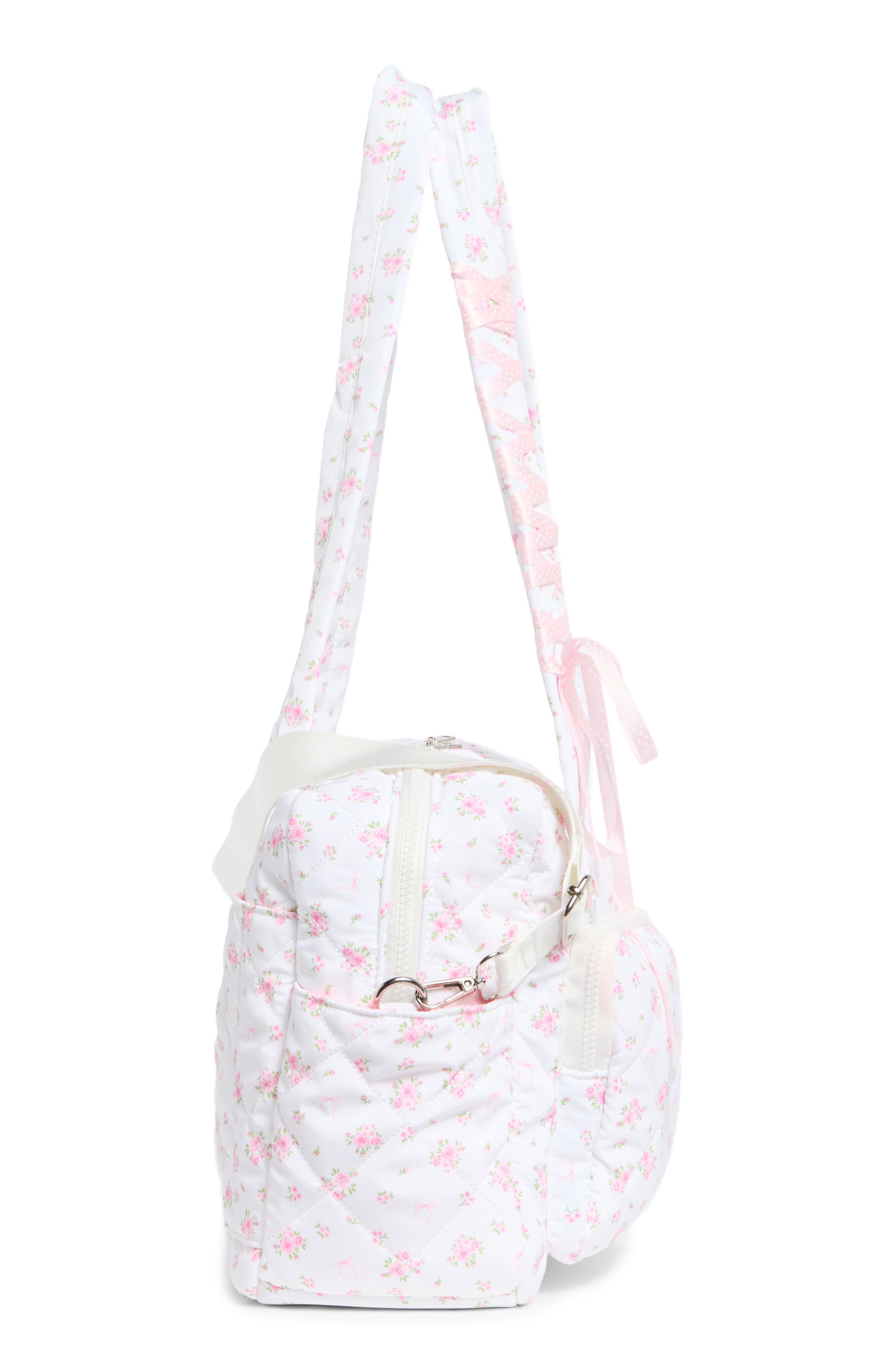 Madden Girl Quilted Duffle Bag, Alternate, color, Pink Ditsy