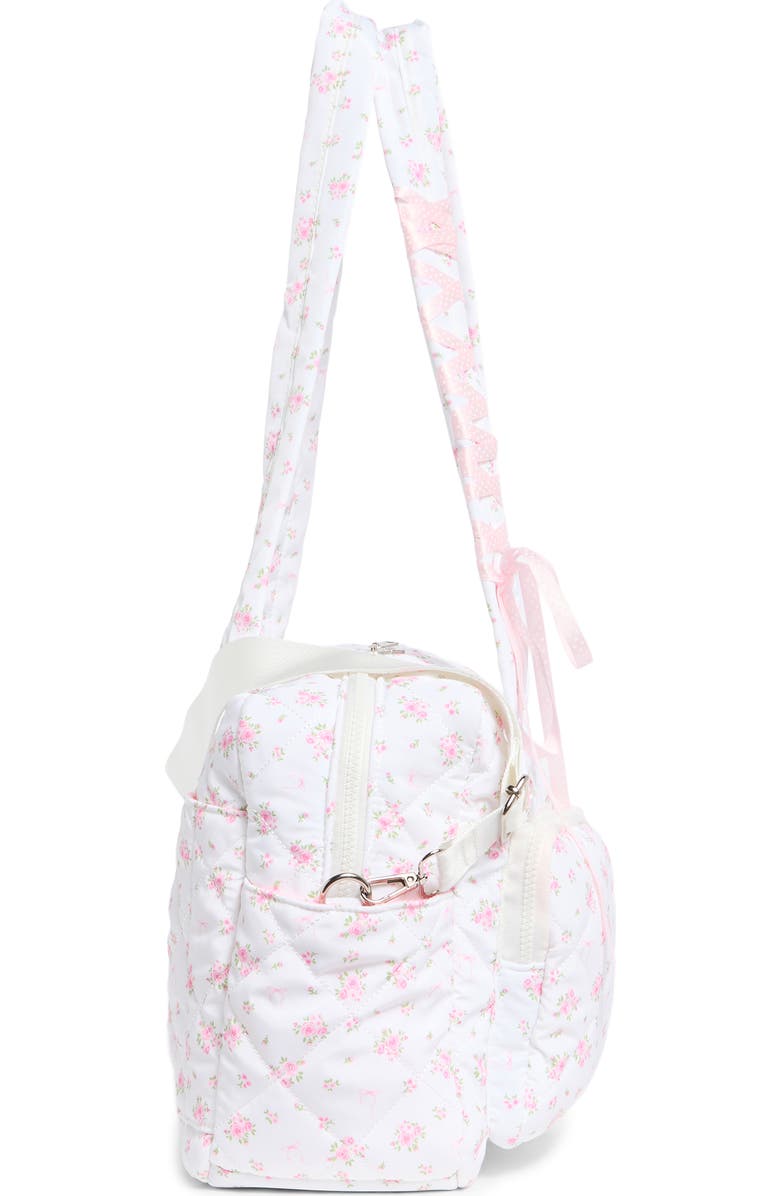 Madden Girl Quilted Duffle Bag, Alternate, color, Pink Ditsy