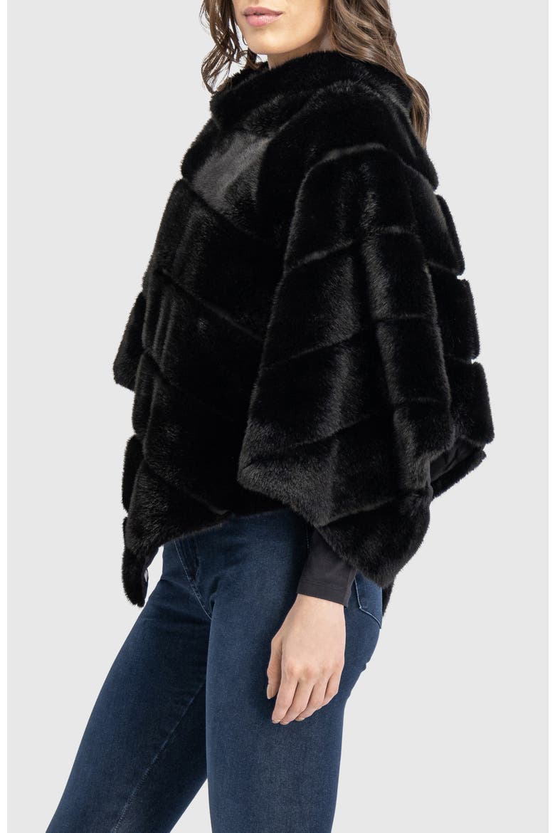 Fur-Free Mink (Faux Fur) Cape, Alternate, color, BLACK