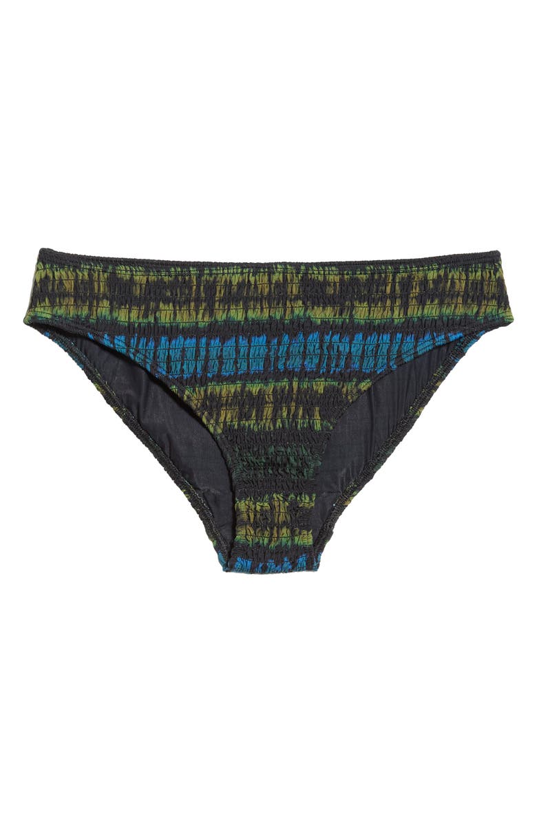 Ulla Johnson Marseille Tie Dye Smocked Bikini Bottoms, Alternate, color, Lagoon