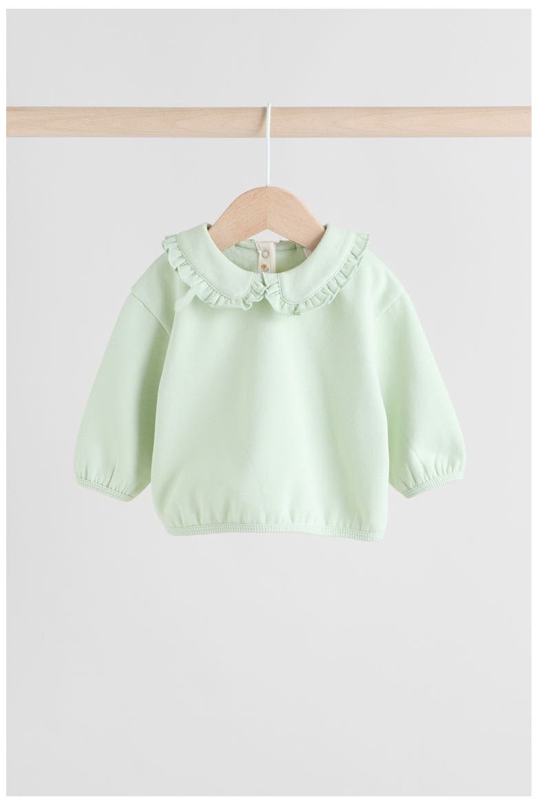 Frill Collar Sweater & Print Leggings Set, Alternate, color, GREEN