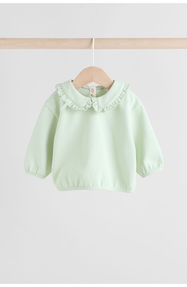 NEXT Frill Collar Sweater & Print Leggings Set, Alternate, color, Green