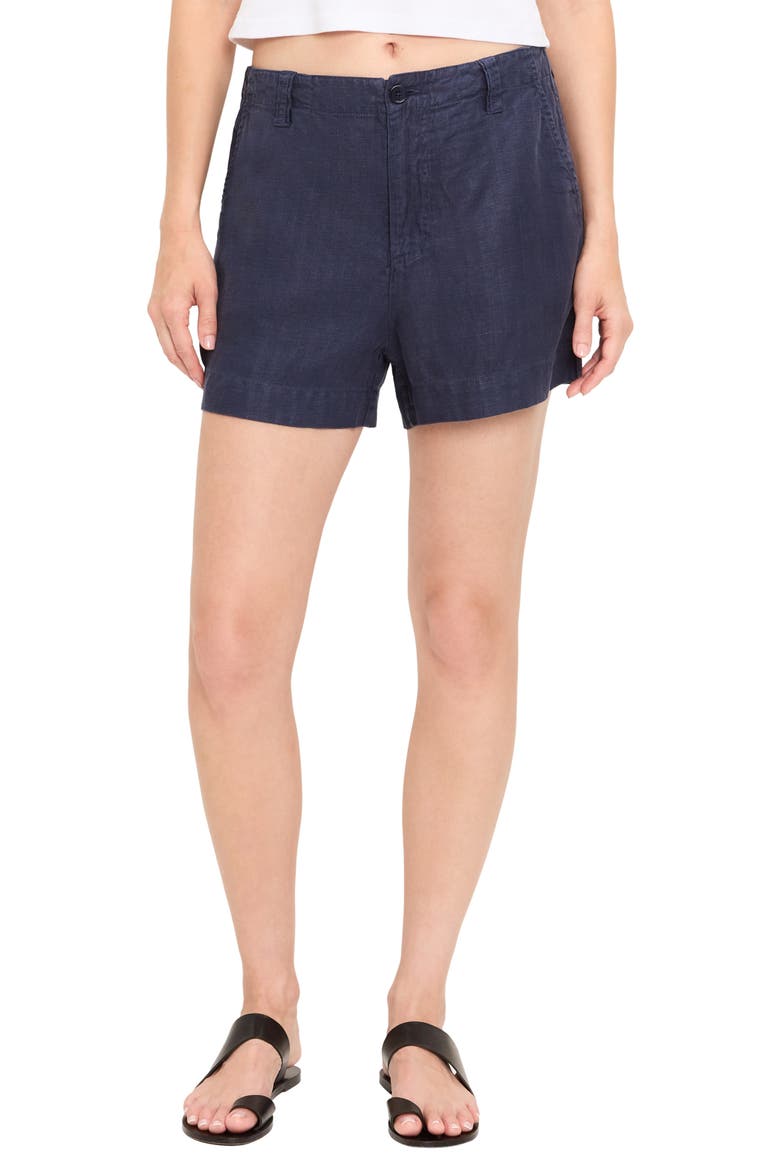 Dara Clean Front Linen Blend Shorts, Main, color, NOCTURNAL