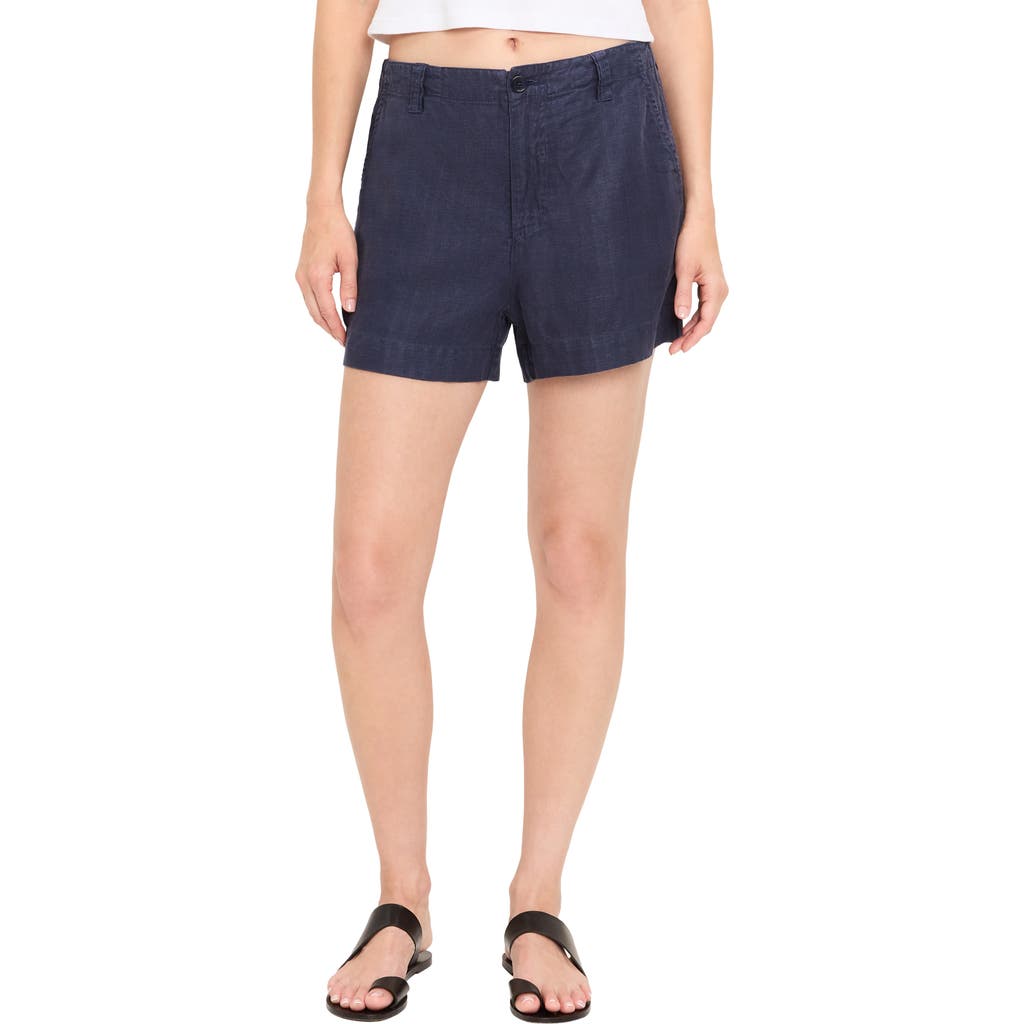 Michael Stars Dara Clean Front Linen Blend Shorts in Nocturnal at Nordstrom, Size Medium