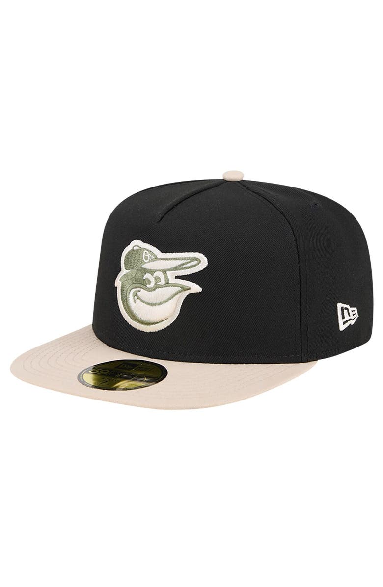 New Era Men's New Era Black Baltimore Orioles Canvas A-Frame 59FIFTY Fitted Hat, Alternate, color, 