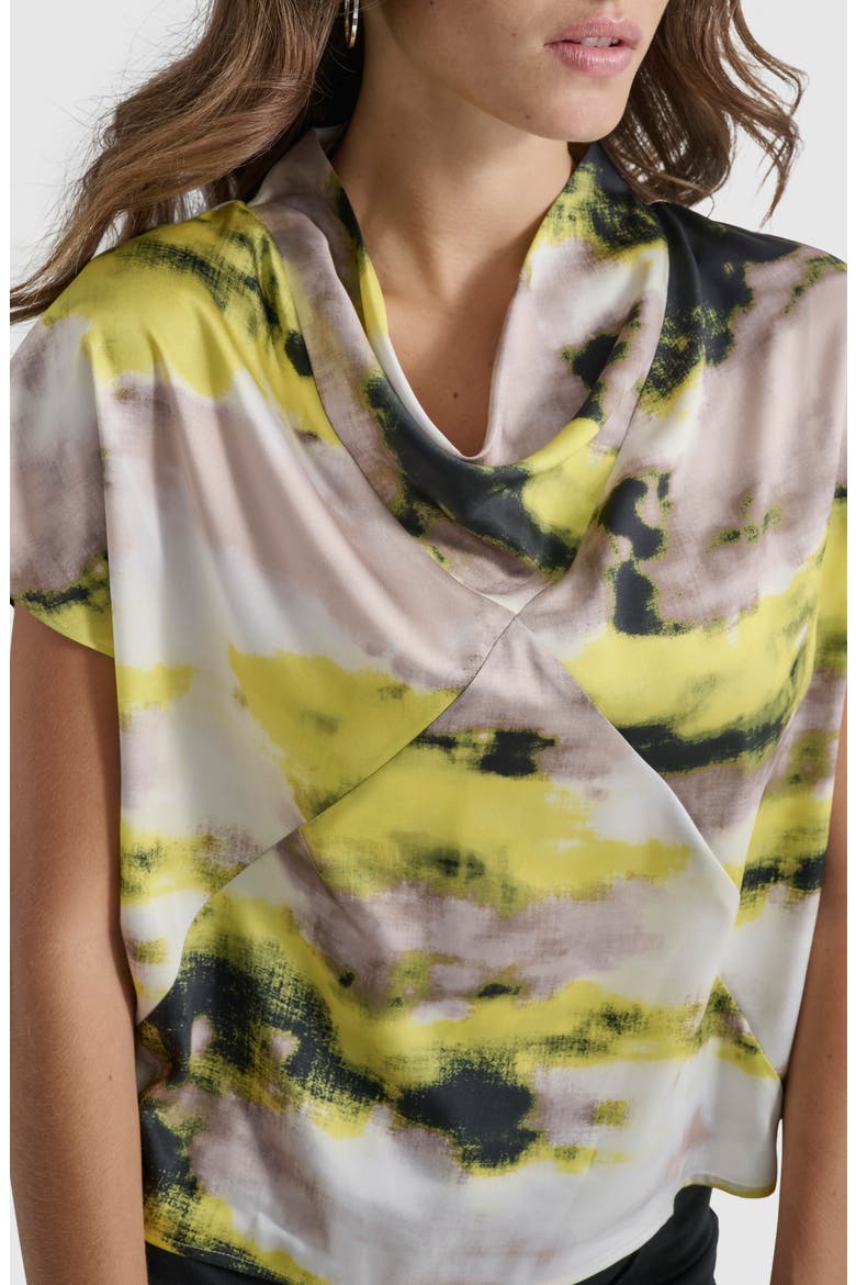 High Cowl Neck Top, Alternate, color, GEO STRM P
