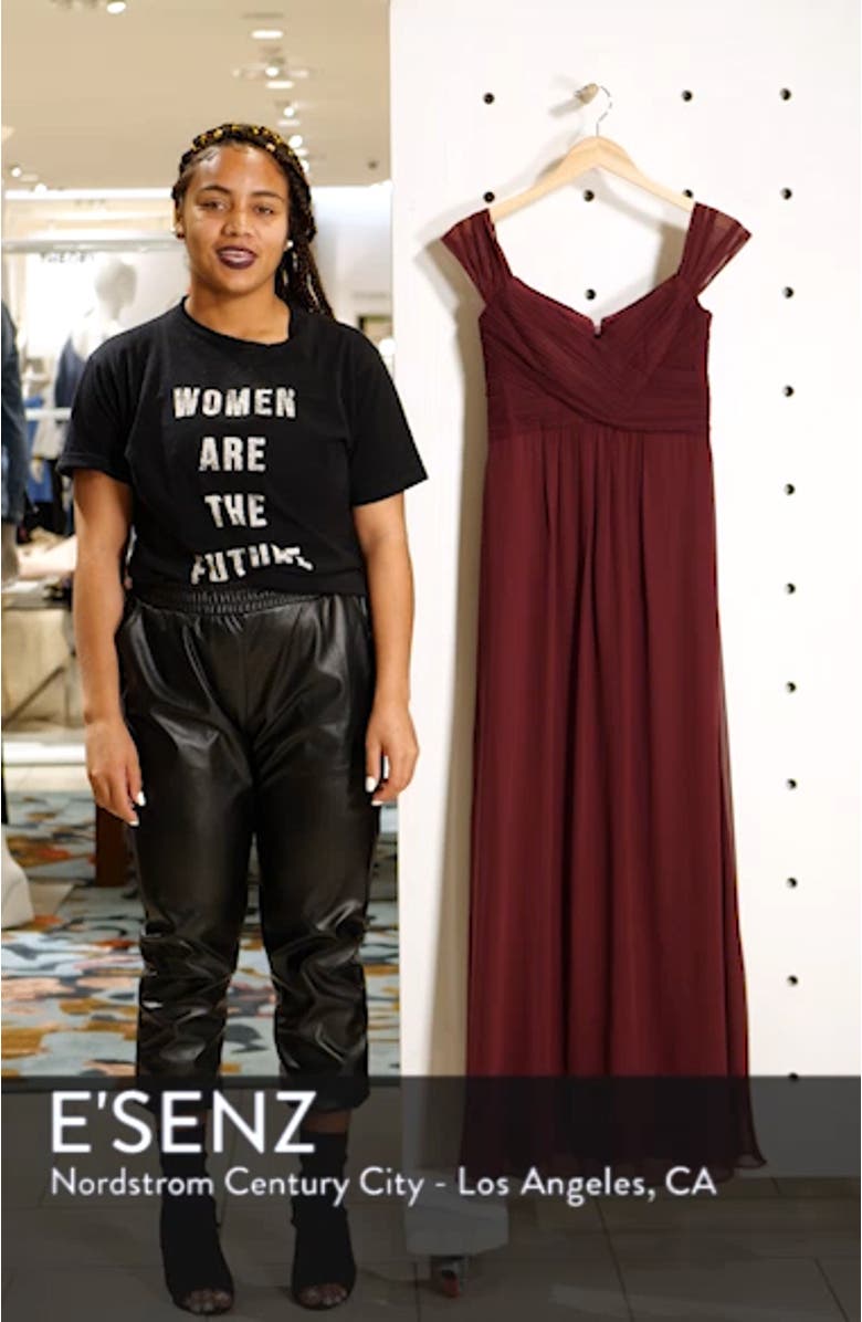 Off the Shoulder Chiffon A-Line Gown, sales video thumbnail