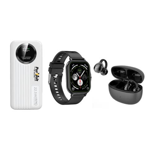 Ultimate Mobile Essentials Bundle - Smart Watch, 10,000mAh Power Bank & True Wireless Earbuds
