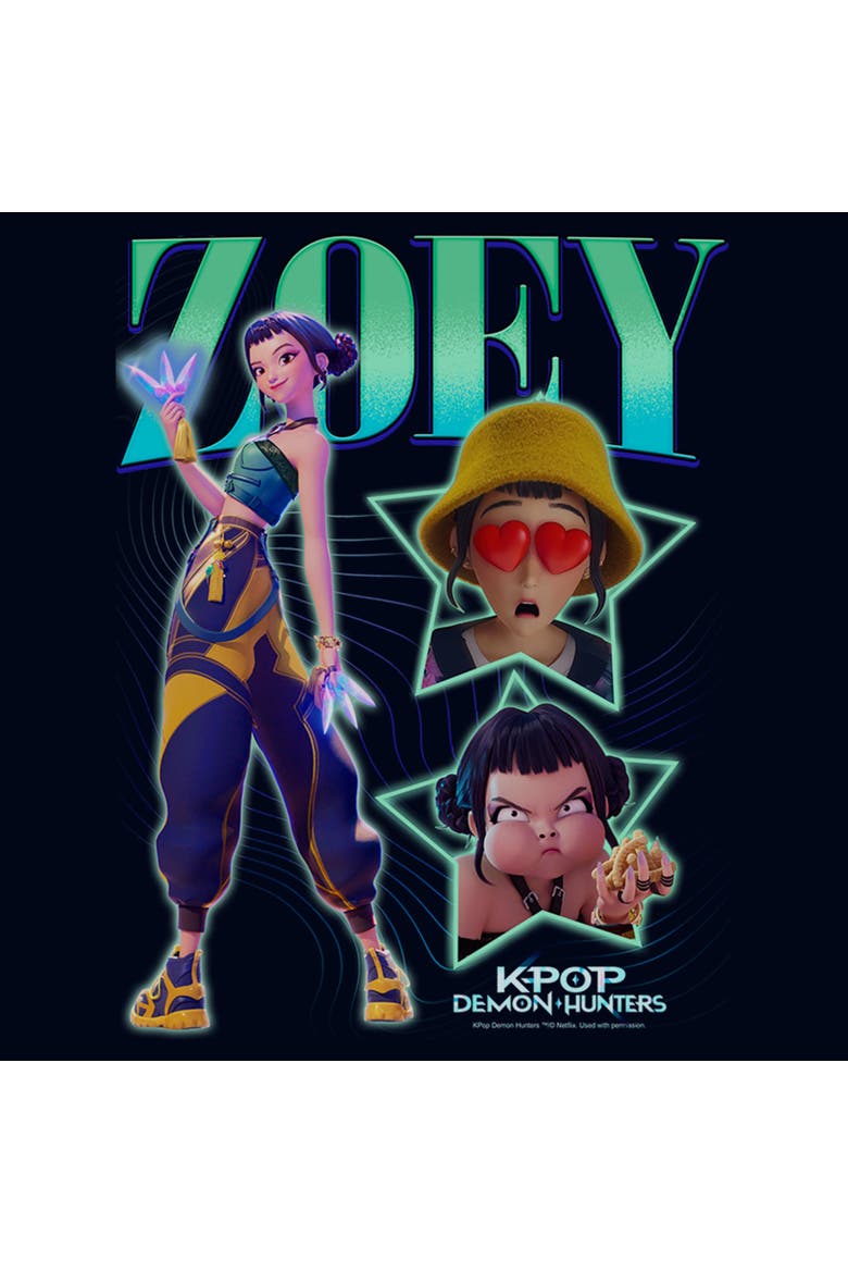 Girl's KPop Demon Hunters Zoey Super Star Logo  Graphic T-Shirt, Alternate, color, Navy Blue