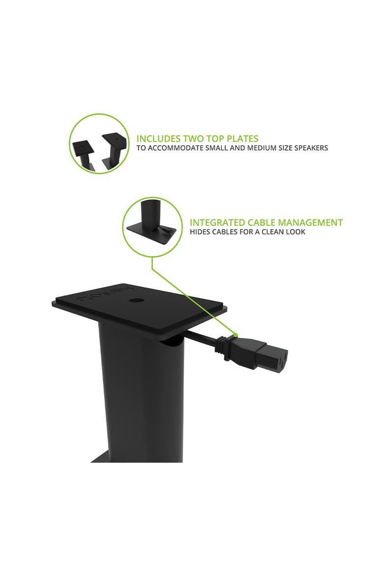 SP9 9" Universal Desktop Speaker Stands with Rotating Top Plates and Cable Management - Pair, Alternate, color, Black