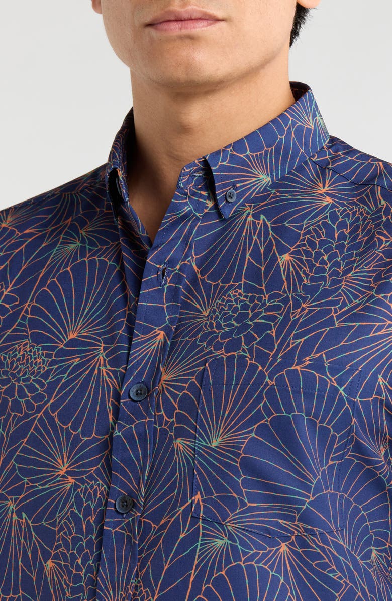 Kahala Ginger Lines Short Sleeve Shirt, Alternate, color, Navy