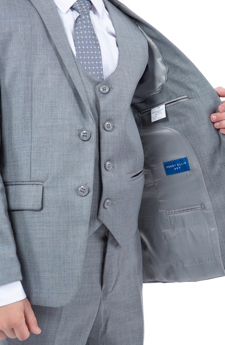 Perry Ellis Kids' Shark Gray Five-Piece Sharkskin Suit, Alternate, color, Shark Grey