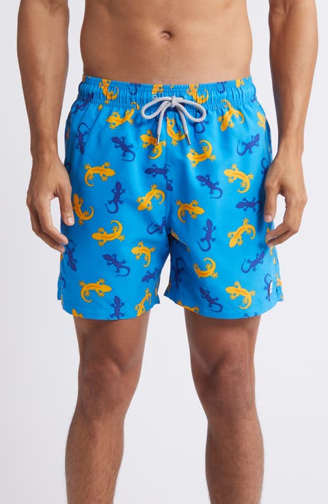Gecko Print Performance Swim Trunks