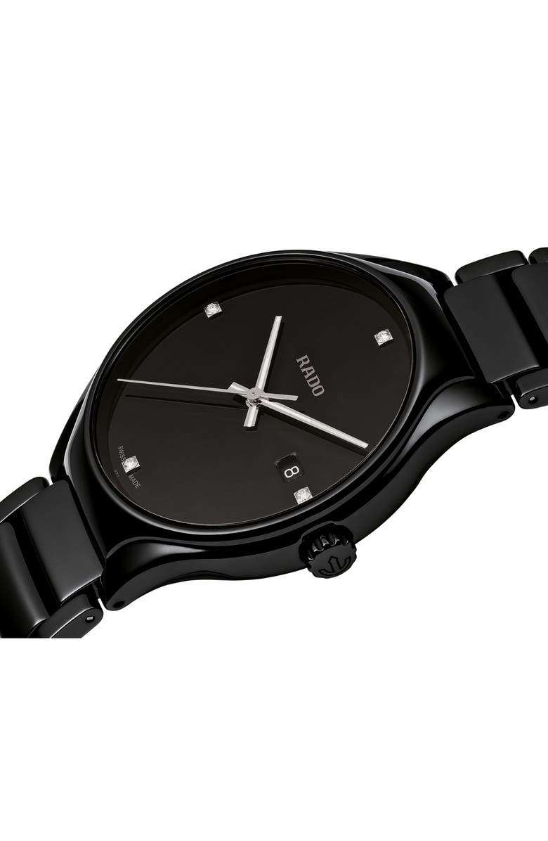RADO True Diamond Ceramic Bracelet Watch, 40mm, Alternate, color, 
