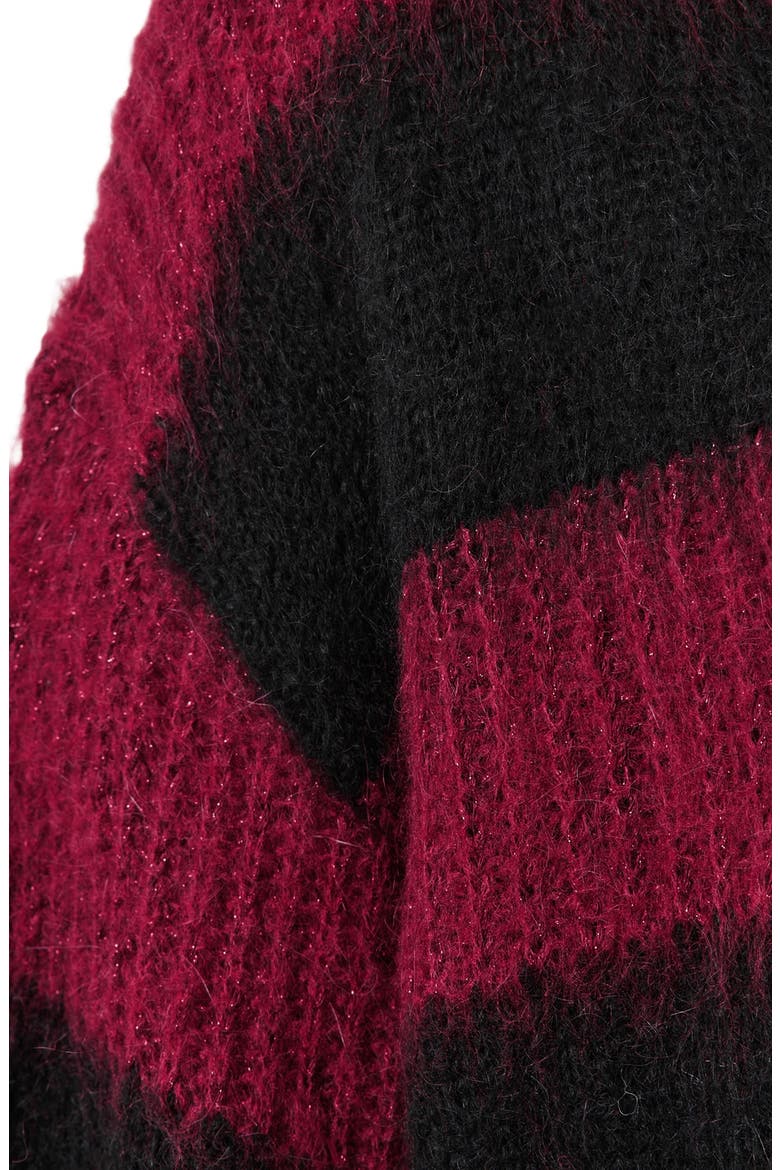 Onxy Stripe Sweater, Alternate, color, BLACK/ BURGUNDY