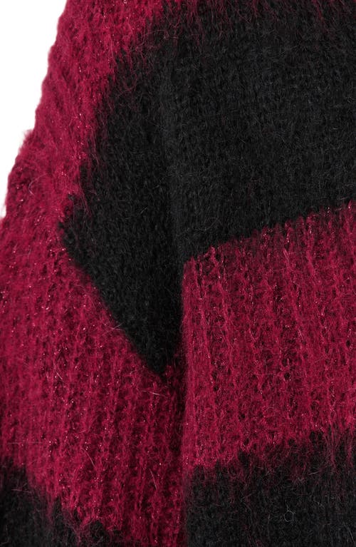 Allsaints Onyx Striped Relaxed Sweater In Purple