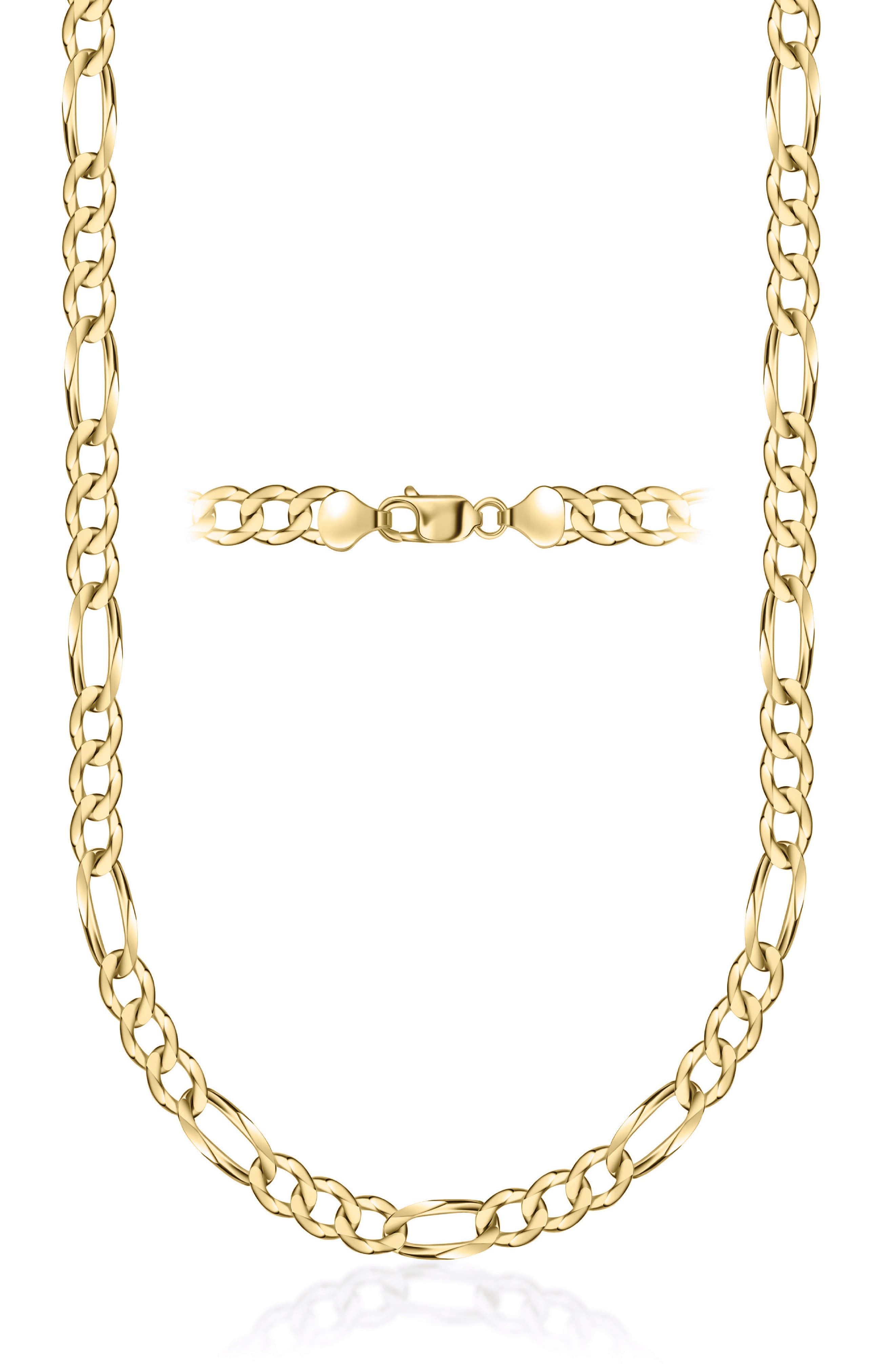 BEST SILVER Flat Figaro Link Necklace