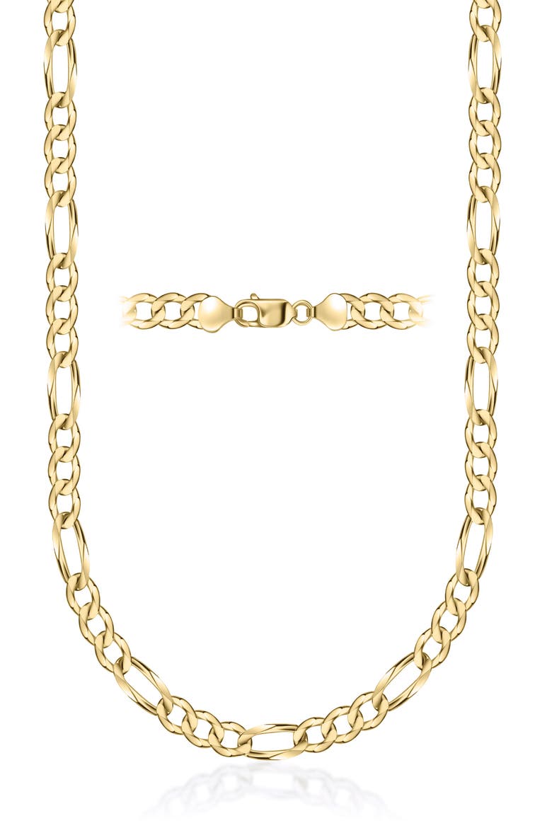 Flat Figaro Link Necklace, Main, color, GOLD