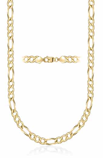 BEST SILVER Flat Figaro Link Necklace