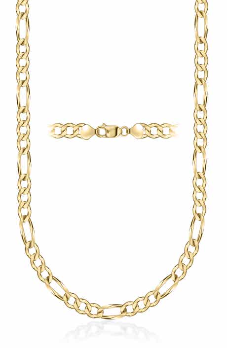 BEST SILVER Flat Figaro Link Necklace