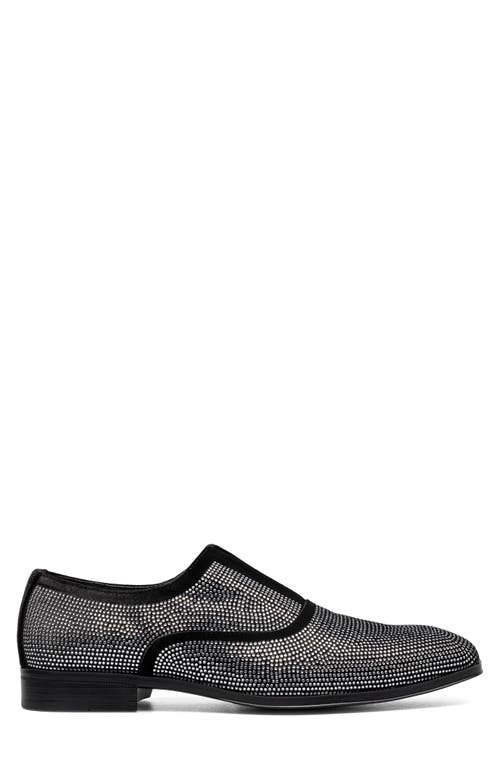 Stacy Adams Starleigh Rhinestone Slip-on Loafer In Black/silver
