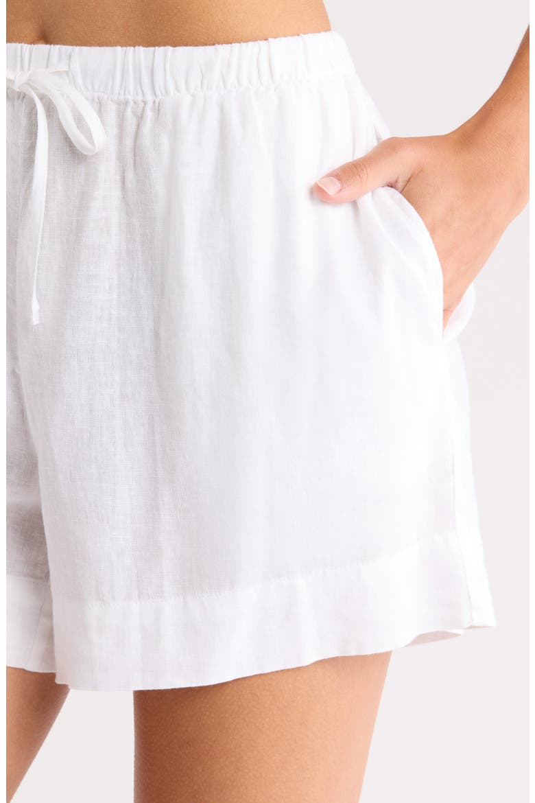 Vacation Linen Blend Short Pajamas, Alternate, color, WHITE