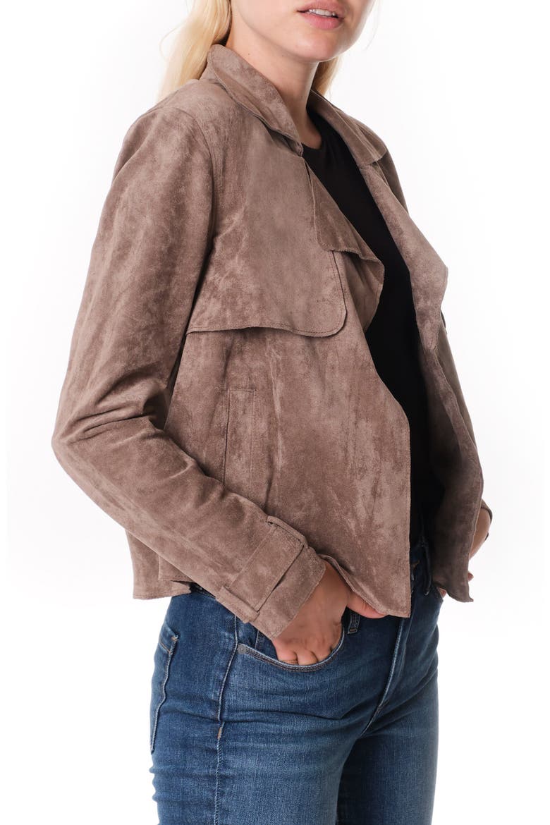 Seal the Deal Faux Suede Crop Trench, Alternate, color, TAUPE