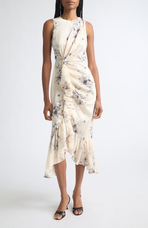 Cyrus Floral Ruffle Midi Dress